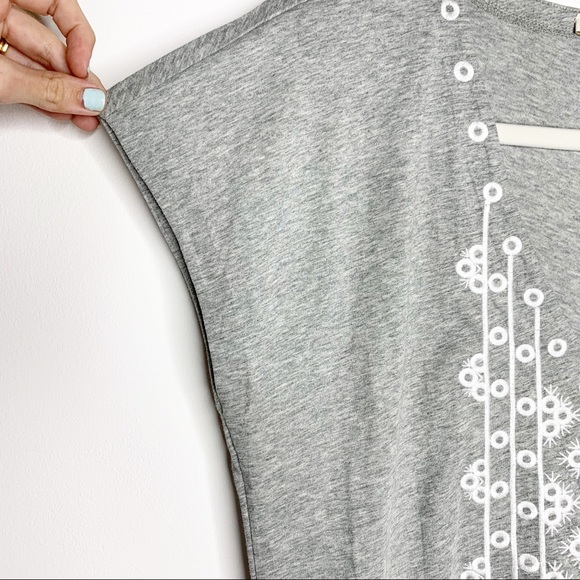 J. Crew Embroidered Grey Dolman Short Sleeve Tee - Picture 5 of 8